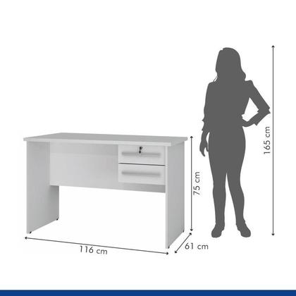 Imagem de Conjunto Escrivaninha 2 Gavetas Byte e Armário Multiuso 1 Porta com Espelho João Pessoa