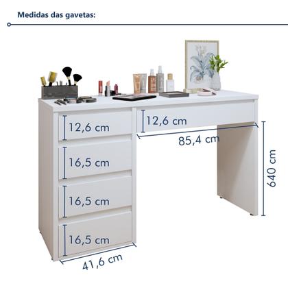 Imagem de Conjunto Escrivaninha 5 Gavetas Berlim e Espelho Retangular 180cm Flora