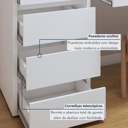 Imagem de Conjunto Escrivaninha 5 Gavetas Berlim e Espelho Retangular 180cm Flora