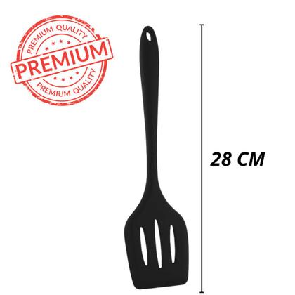 Imagem de Conjunto Espatula Vazada De Silicone Para Cozinha Air Fryer Lanchonete Fritura Grelhados