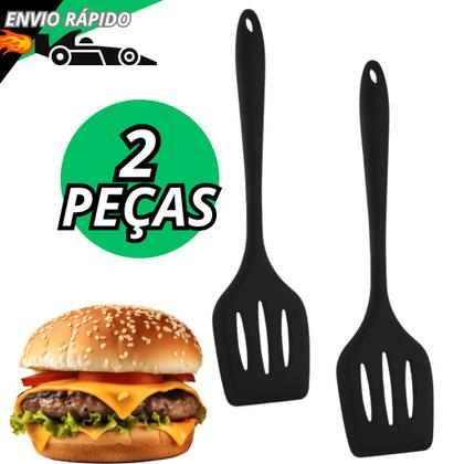 Imagem de Conjunto Espatula Vazada De Silicone Para Cozinha Air Fryer Lanchonete Fritura Grelhados