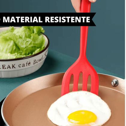Imagem de Conjunto Espatula Vazada De Silicone Para Cozinha Air Fryer Lanchonete Fritura Grelhados