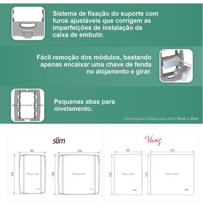 Imagem de Conjunto Espelho 4X2 com 1 Tomada 20A 250V Horizontal Linha Vivaz Ilumi - 78141