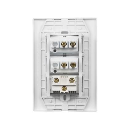 Imagem de Conjunto Espelho 4x2 com 2 Interruptores Simples + 1 Tomada 10A 250V Linha Vivaz Ilumi - 78210