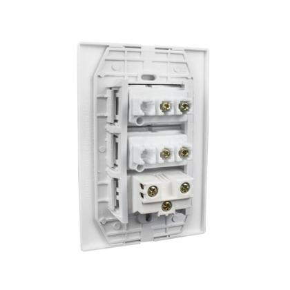 Imagem de Conjunto Espelho 4x2 com 2 Interruptores Simples + 1 Tomada 10A 250V Linha Vivaz Ilumi - 78210