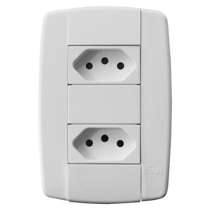 Imagem de Conjunto Espelho Monobloco 4x2 com 2 Tomadas Separadas 10A 250V~ Linha LEV Ilumi - 87120