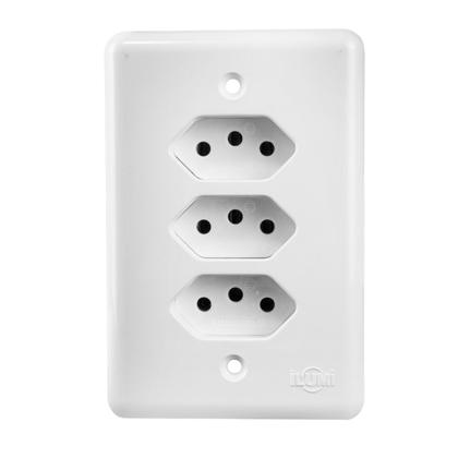 Imagem de Conjunto Espelho Monobloco 4x2 com 3 Tomadas 10A 250V Linha Stylus Ilumi - 201201