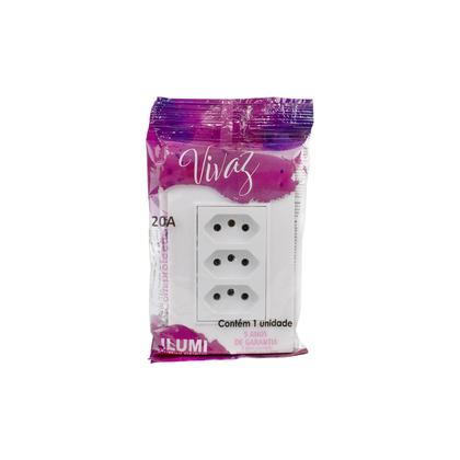 Imagem de Conjunto Espelho Monobloco 4x2 com 3 tomadas 20A 250V~ Linha Vivaz Ilumi - 78124