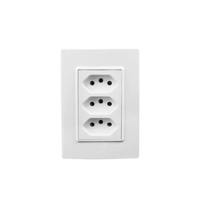 Imagem de Conjunto Espelho Monobloco 4x2 com 3 tomadas 20A 250V~ Linha Vivaz Ilumi - 78124