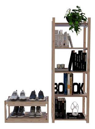 Imagem de Conjunto Estante 100% Pinus Moderno Cadernos Em Oferta De Qualidade e  Prateleiras Decorativas Organizador de Sapatos Promo