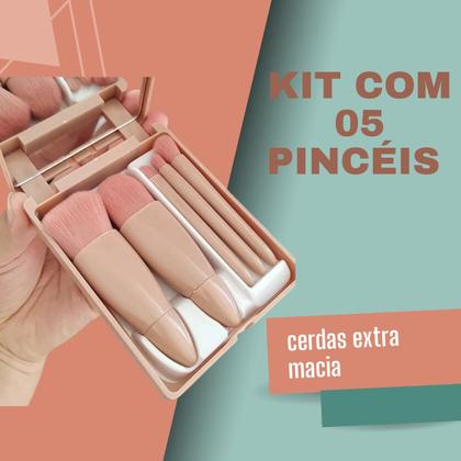 Imagem de Conjunto Estojo Kit Pincel de Maquiagem com Espelho Pó Sombra Blush