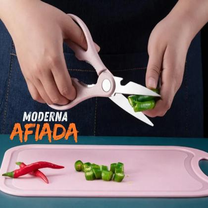 Imagem de Conjunto Facas Afiadas Aço Inox Chef Legumes Tesoura e Descascador