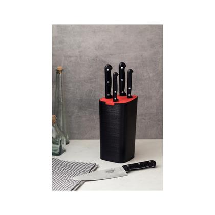 Imagem de Conjunto Facas Cepo Preto Chef Churrasco Profissional Inox Tramontina