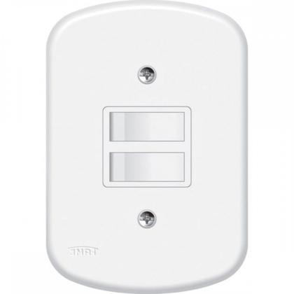 Imagem de Conjunto Fame 4X2 Branco Com Placa 1Simples+1Paralelo