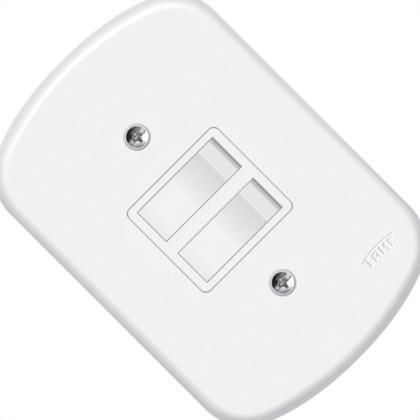 Imagem de Conjunto Fame 4X2 Branco Com Placa 1Simples+1Paralelo