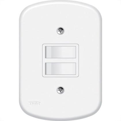 Imagem de Conjunto Fame 4X2 Branco Com Placa 1Simples+1Paralelo