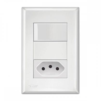 Imagem de Conjunto Fame Evidence 4X2 Branco Om Placa 1Simples+1Tomada 10A 10338894