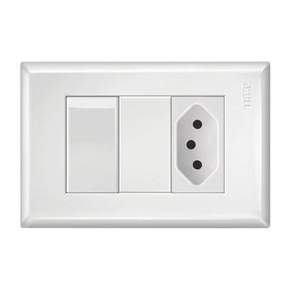 Imagem de Conjunto Fame Evidence 4X2 Branco Om Placa 1Simples+1Tomada 20A 10329184