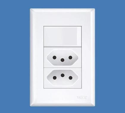 Imagem de Conjunto Fame Evidence Interruptor Simples e Tomada Dupla 2P+T 20A 3534 Branco