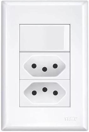 Imagem de Conjunto Fame Evidence Interruptor Simples e Tomada Dupla 2P+T 20A 3534 Branco