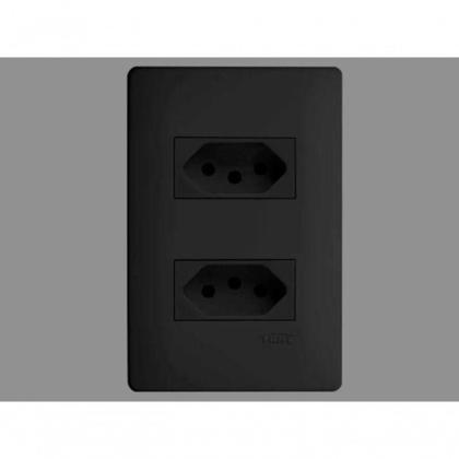 Imagem de Conjunto Fame Habitat Black - 2 Tomadas 2p+t 10a