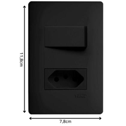 Imagem de Conjunto Fame Habitat Black - Interruptor Simples 16a, Tomada 2p+t 20a