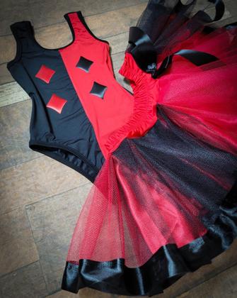 Imagem de Conjunto Fantasia Body e Saia Infantil de Carnaval Halloween Arlequina