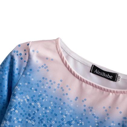 Imagem de Conjunto Fantasia Infantil Calça e Blusa Temático Princesas Azul Frozen Elsa Anna