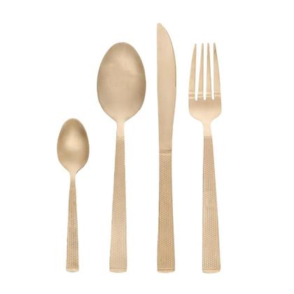 Imagem de Conjunto Faqueiro 16 Peças Aço Inox Santorini Jogo de Talheres Dourado Champanhe Lyor
