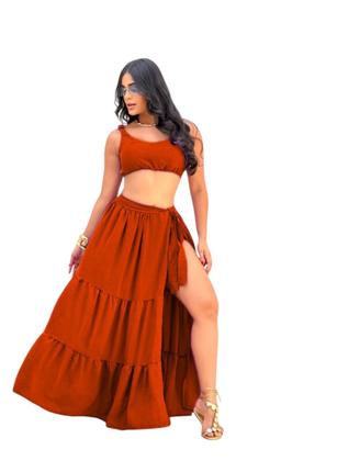 Imagem de Conjunto feminino 3 peças saia com amarracao