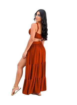 Imagem de Conjunto feminino 3 peças saia com amarracao