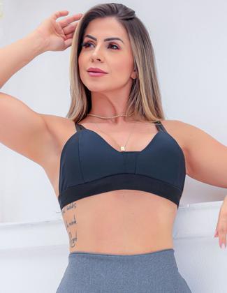 Imagem de Conjunto Feminino Academia Top com Bojo e Shortinho com Recortes nas Laterais - Fitmoda