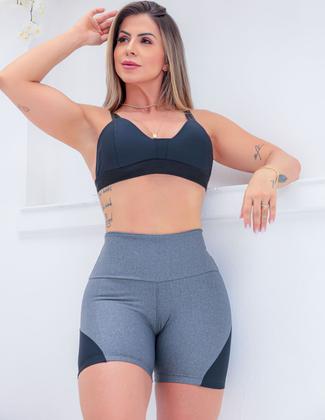 Imagem de Conjunto Feminino Academia Top com Bojo e Shortinho com Recortes nas Laterais - Fitmoda