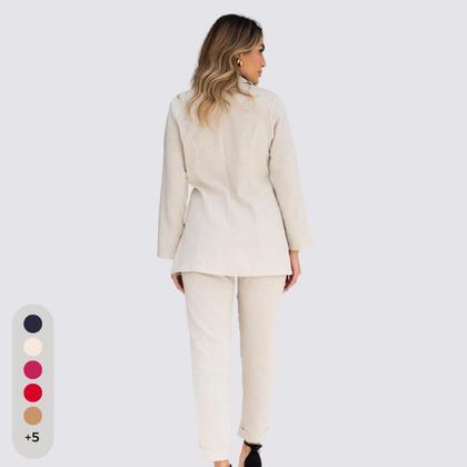 Imagem de Conjunto Feminino Alfaiataria Blazer e Calça de Linho Elegante