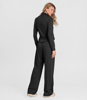 Imagem de Conjunto Feminino Blusa E Calça Em Ribana Dianna Preto