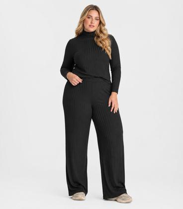 Imagem de Conjunto Feminino Blusa E Calça Em Ribana Dianna Preto