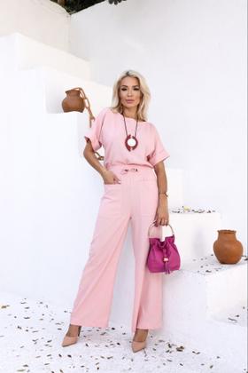 Imagem de Conjunto Feminino Calça e blusa em linho com  Viscose Bianca