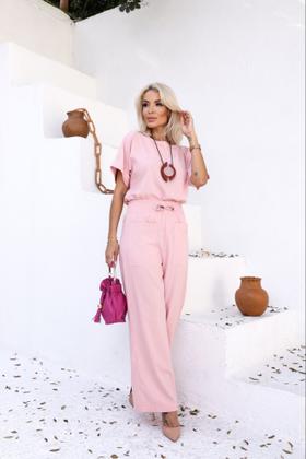 Imagem de Conjunto Feminino Calça e blusa em linho com  Viscose Bianca