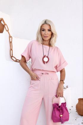 Imagem de Conjunto Feminino Calça e blusa em linho com  Viscose Bianca