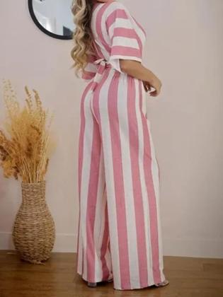 Imagem de Conjunto Feminino Calça e Cropped Listrado