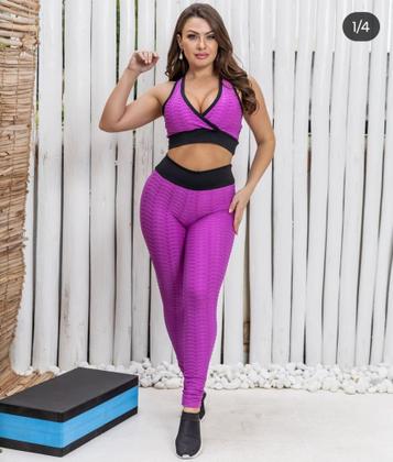 Imagem de Conjunto feminino calça e top brocado