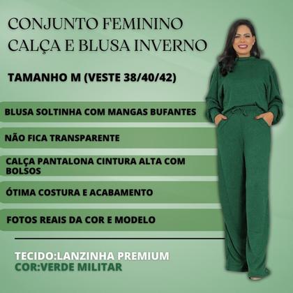Imagem de Conjunto Feminino Calça Pantalona E Blusa Inverno Quente Lanzinha Confortável Social Elegante Moderno