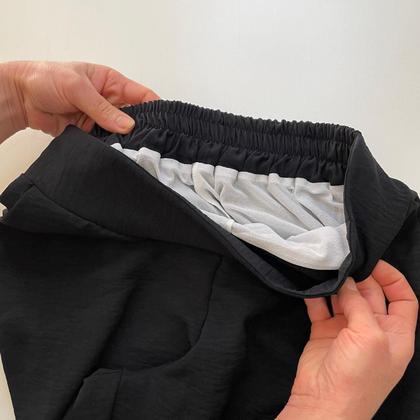 Imagem de Conjunto Feminino Calça Pantalona Preta e Cropped Social Manga Morcego Amarração Bojo Confortável Elegante Festa Outono Inverno