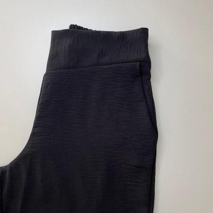 Imagem de Conjunto Feminino Calça Pantalona Preta e Cropped Social Manga Morcego Amarração Bojo Confortável Elegante Festa Outono Inverno