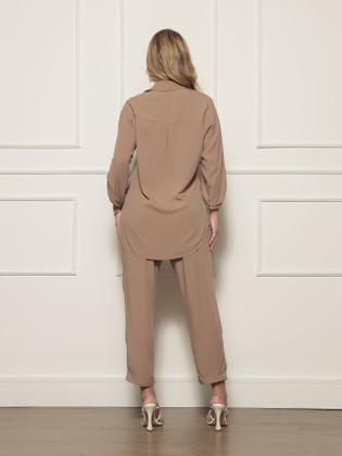 Imagem de Conjunto Feminino Camisa Comfort e Calça Com Elástico Elegante Tendência Outono Inverno