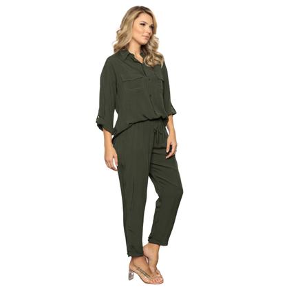 Imagem de Conjunto Feminino Camisa Comfort e Calça Com Elástico Elegante Tendência Outono Inverno