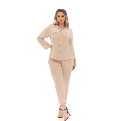 Imagem de Conjunto Feminino Camisa e Calça Com Elástico Tendência Verão