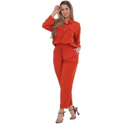 Imagem de Conjunto Feminino Camisa e Calça Com Elástico Tendência Verão