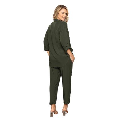 Imagem de Conjunto Feminino Camisa e Calça Com Elástico Tendência Verão