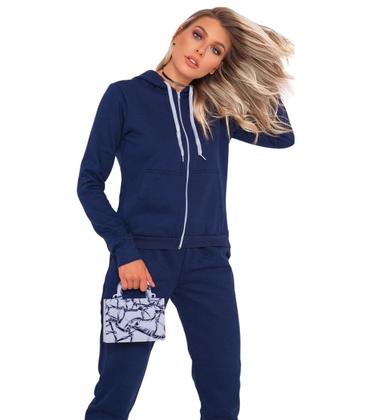 Imagem de Conjunto Feminino Casaco De Moletom Com Zíper e Capuz +Calça Com Bolso